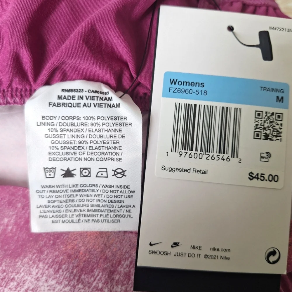Nike Dri Fit Pink And White Abstract Athletic Running Shorts - Size Medium - NWT
